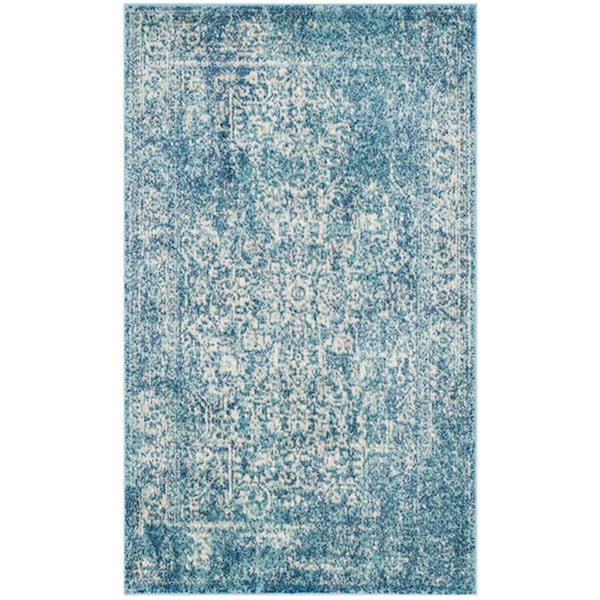 Safavieh 4 x 6 ft. Evoke Power Loomed Small Rectangle Area Rug, Blue and Ivory EVK256C-4 - main